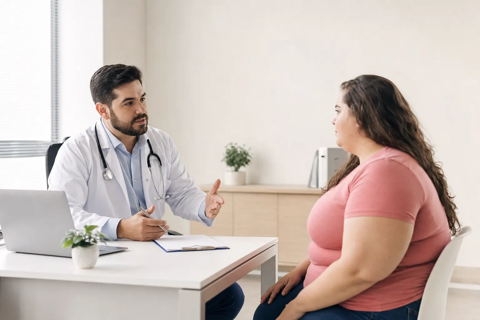 Consulta médica sobre obesidad en un consultorio en Bogotá