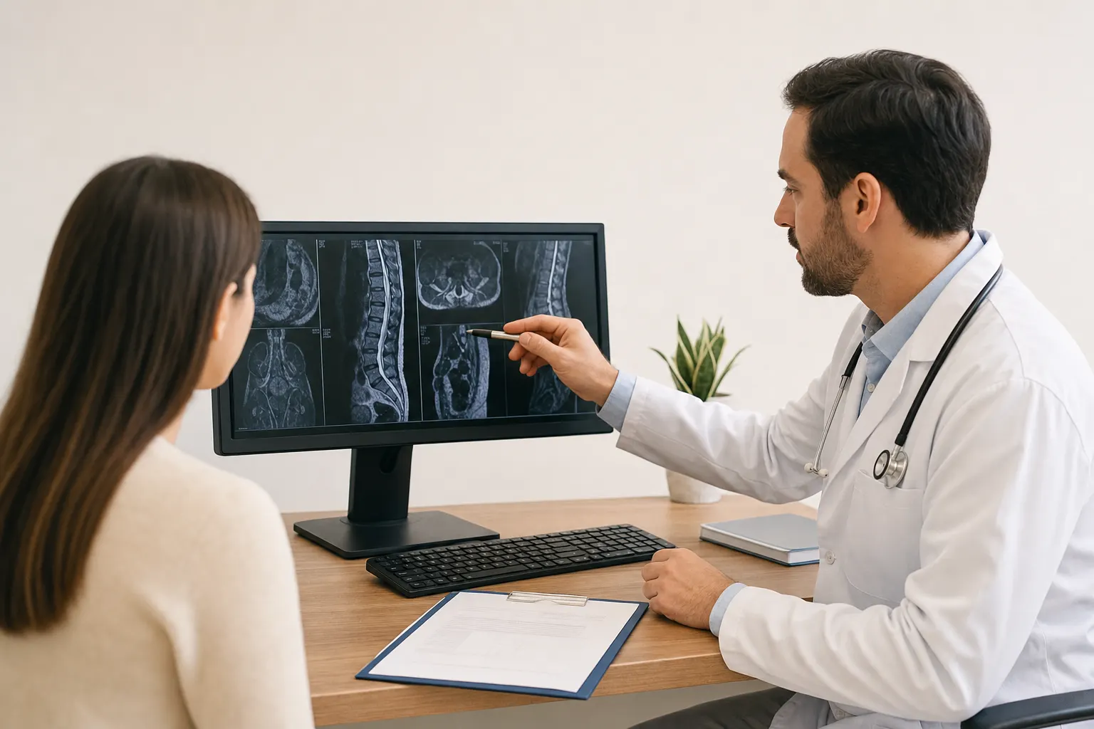 Consulta médica sobre diabetes en un consultorio en Bogotá