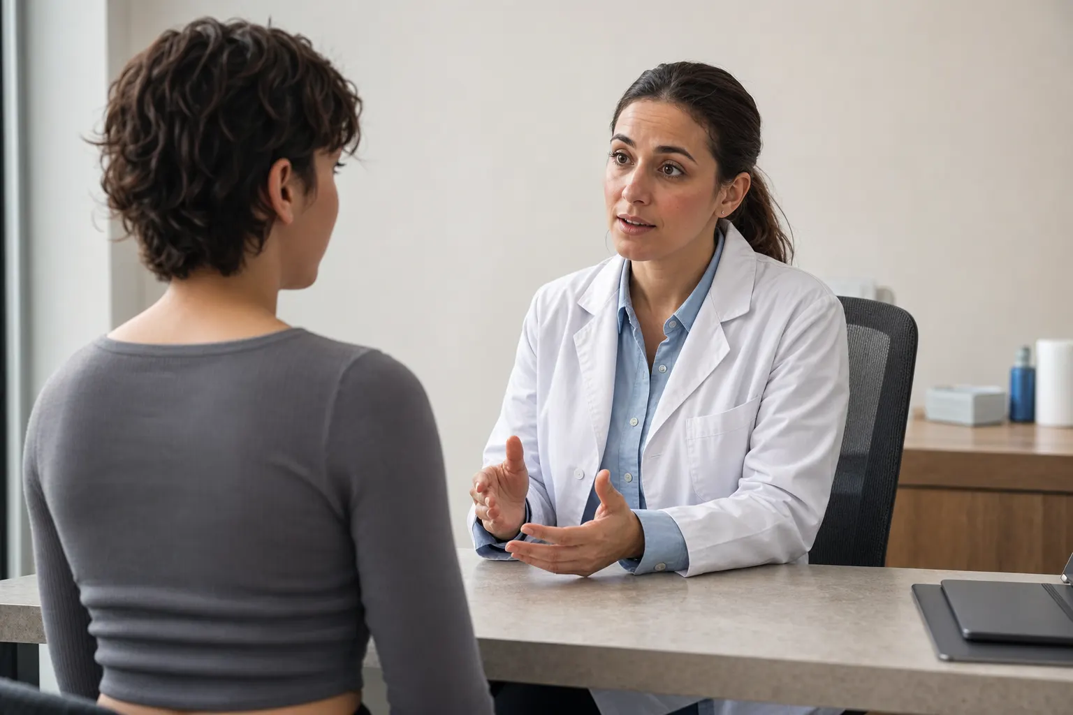 Consulta médica sobre disforia de género en un consultorio en Bogotá