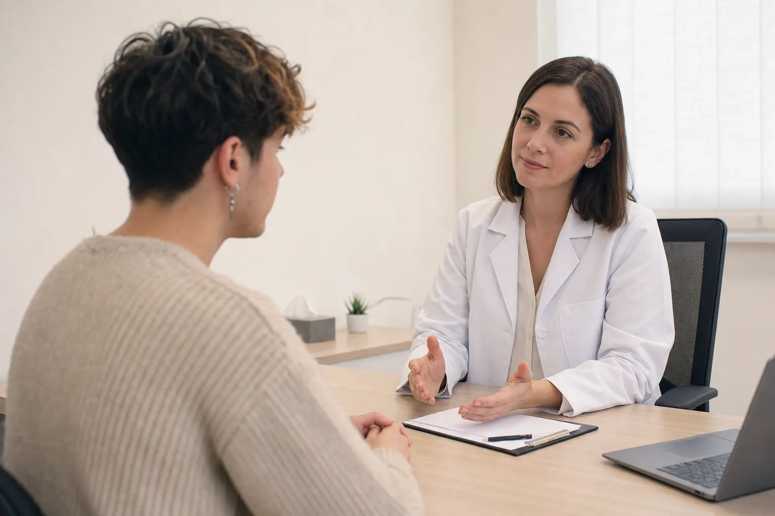 Consulta médica sobre disforia de género en un consultorio en Bogotá