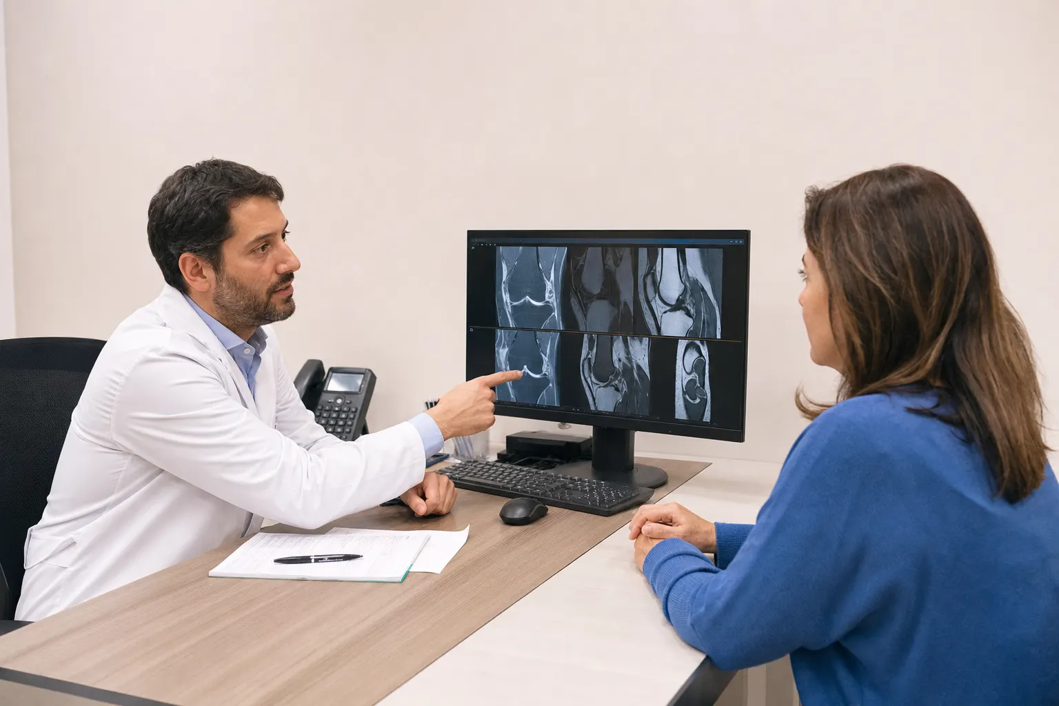 Consulta médica sobre signos de menopausia en un consultorio