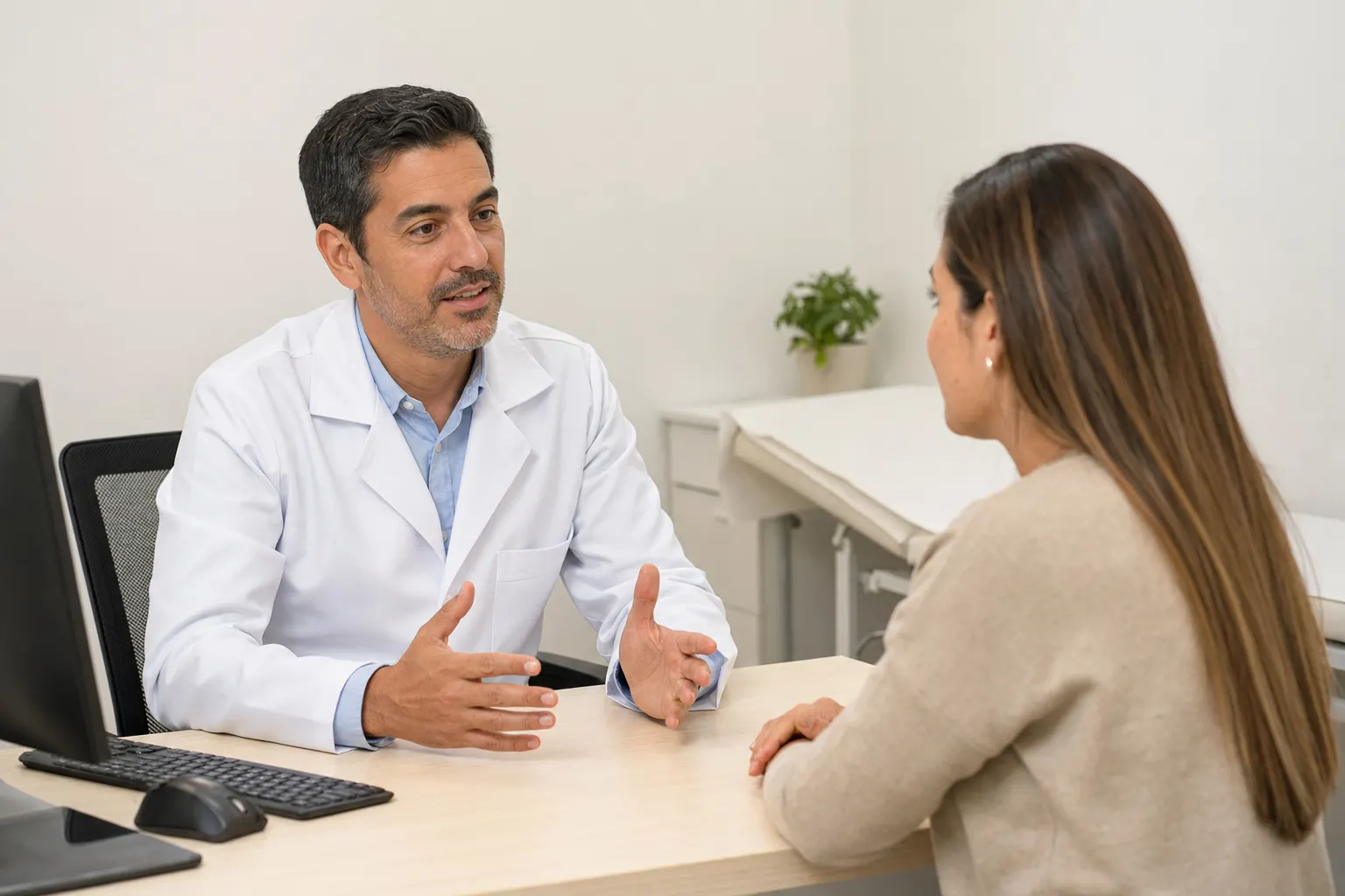 Consulta médica sobre hábitos saludables en un consultorio de Bogotá