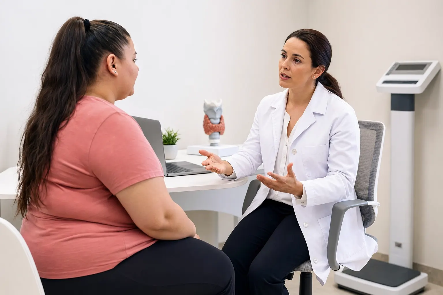 Consulta médica sobre obesidad en un consultorio en Bogotá