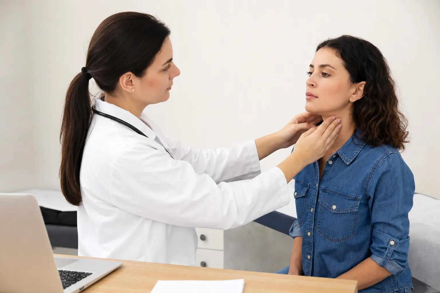 Consulta médica sobre síntomas de tiroides en un consultorio en Bogotá